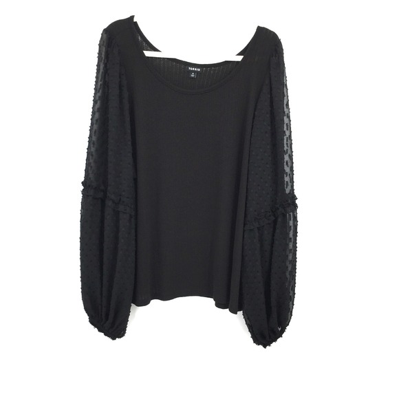 torrid Tops - Torrid ribbed top sheer puff balloon sleeve whimsigoth top‎ stetch coquette 4 4X